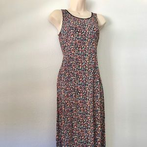 Indira Black - Floral Sleeveless Long Dress Size S